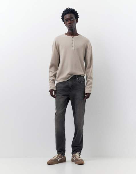 Pull&Bear - Slim-fit jeans in vervaagd zwart - view 1