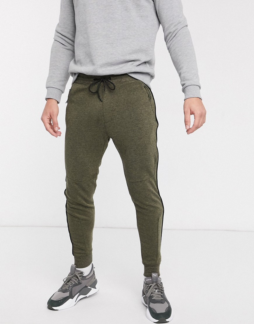 Pull&Bear slim fit jogger with contrast trim in green