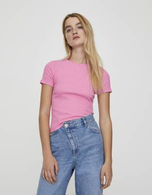 pink slim fit t shirt