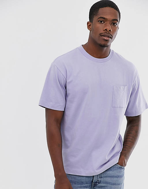 Pull&Bear slim fit t-shirt in washed purple | ASOS