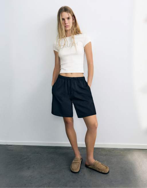 Pull&Bear slim-fit T-shirt met sterprint in wit, 4 van 7