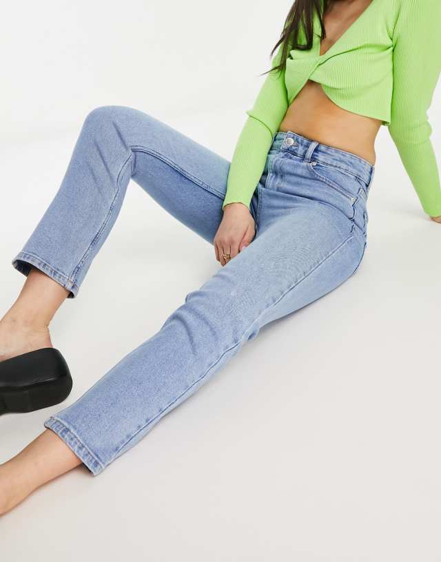 Pull&Bear slim high waisted mom jean in light blue