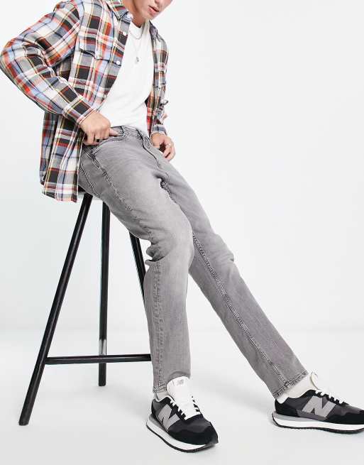 Pull&Bear slim jeans with rips in grey
