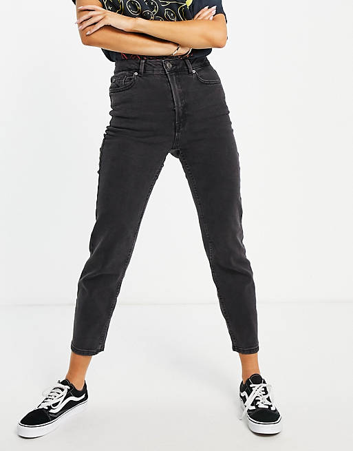 Pull&Bear slim mom jeans in black | ASOS