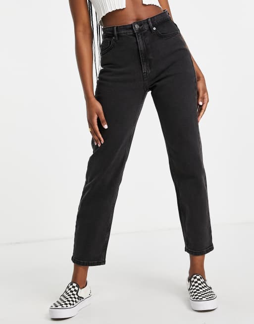 Pull&Bear slim mom jeans in black | ASOS