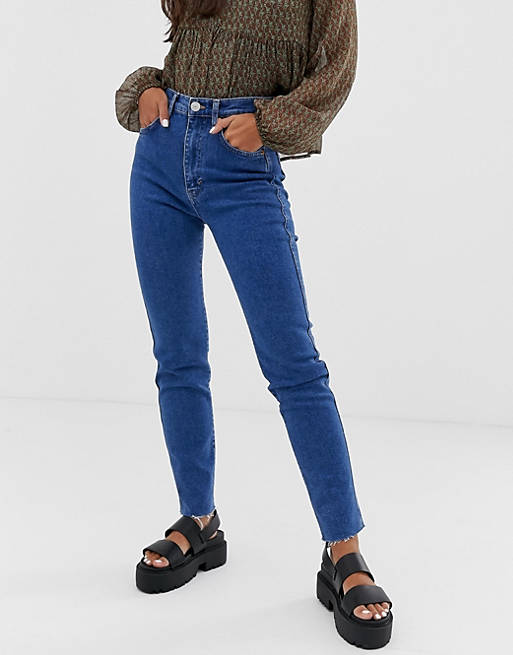 Jeans Pull&Bear slim mom stretch jeans in dark blue 