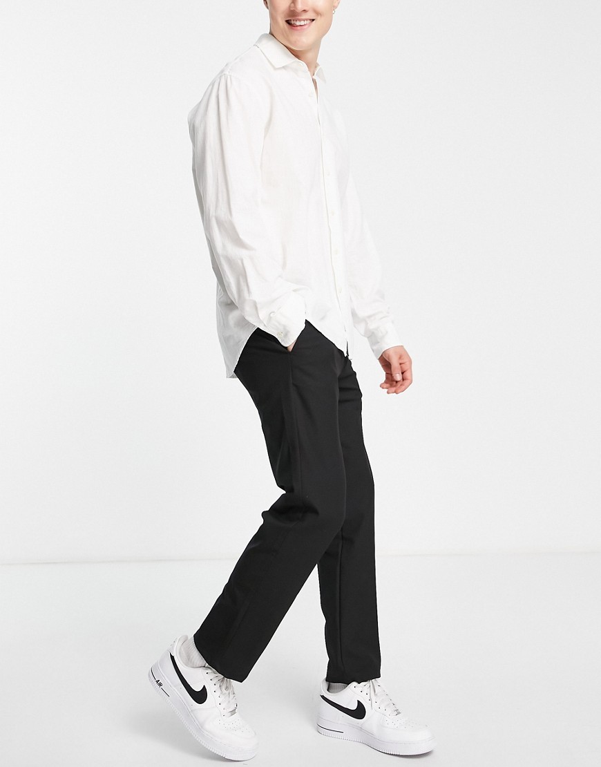 Pull & Bear slim smart tailored trousers in black