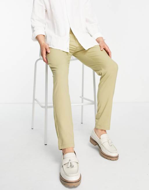 Pull&Bear slim tailored pants in beige