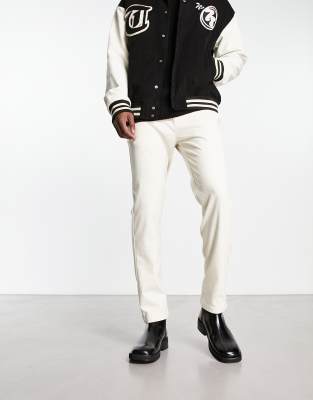 Pull&Bear slim tailored pants in ecru check - ASOS Price Checker