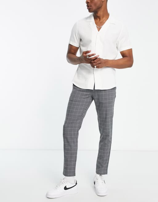 Pull&Bear slim tailored trousers in grey check