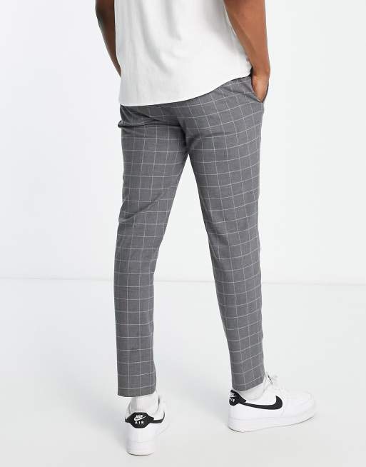 Pull&Bear slim tailored trousers in grey check