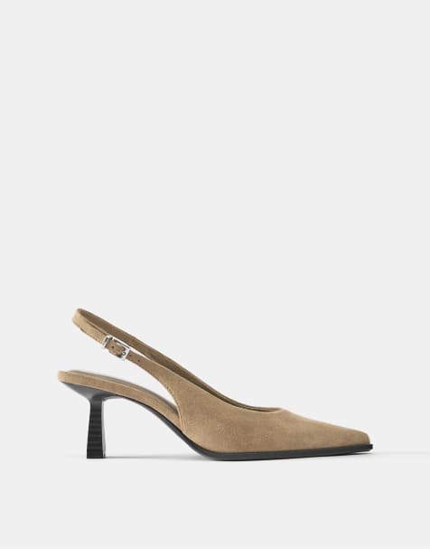 Pull&Bear Slingback mit Kitten-Heel in Sand - view 1