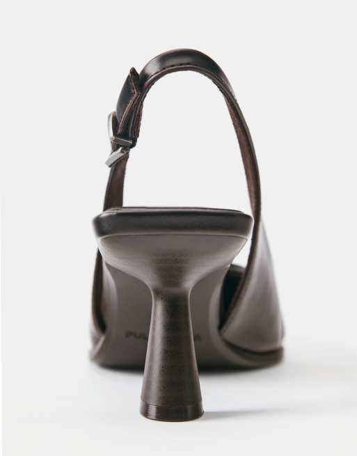 Pull&Bear slingback schoenen met gesp in bruin, 4 van 5