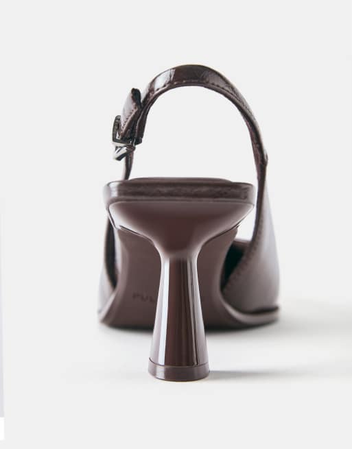 Pull&Bear slingback schoenen met hoge hak in bruin, 4 van 4