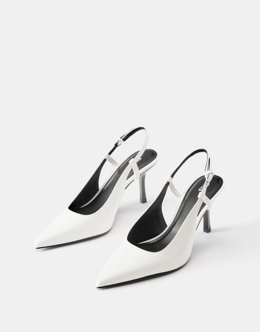 Pull&Bear slingback schoenen met hoge hak in wit, 2 van 4