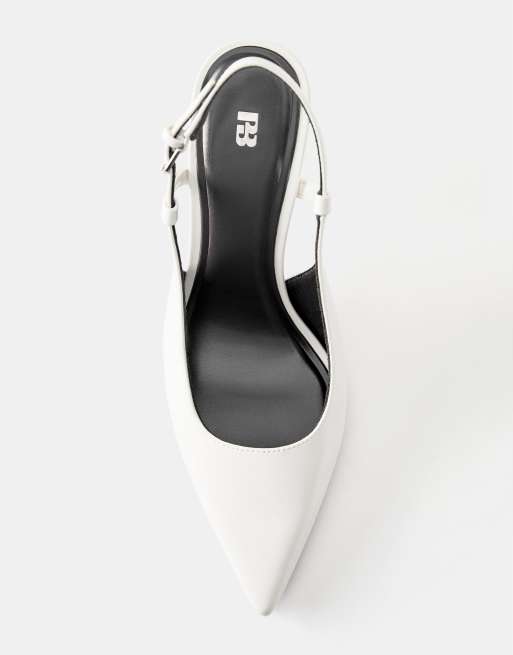 Pull&Bear slingback schoenen met hoge hak in wit, 3 van 4