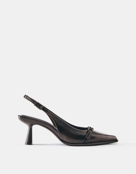 Pull&Bear Slingback-Schuhe mit Schnalle in Braun - view 1