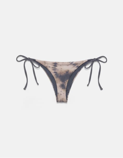 Pull&Bear - Slip bikini blu tie-dye con nodo, 4 di 4