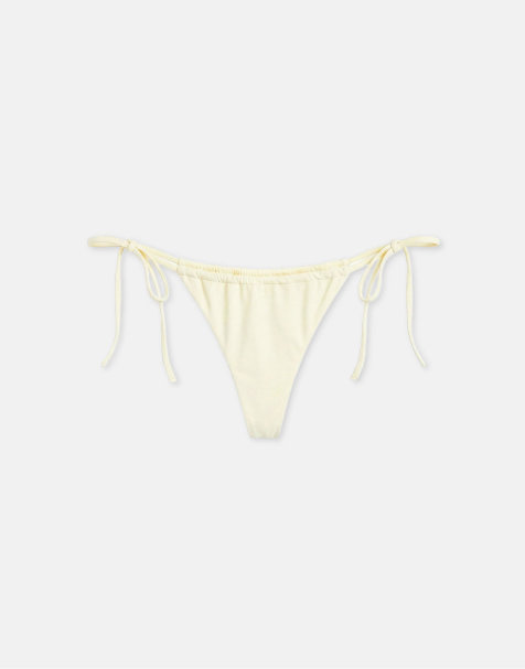 Pull&Bear - Slip bikini giallo pastello con dettagli raccolti - view 1