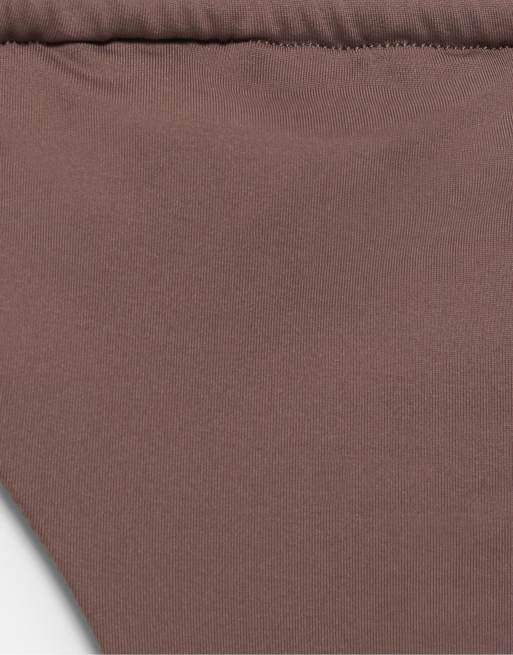 Pull&Bear - Slip bikini marroni con dettagli raccolti, 5 di 6