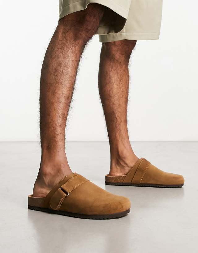 Pull&Bear slip on clogs in brown