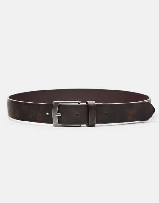 Pull&Bear sliten skärp i brun läderimitation, 3 av 4