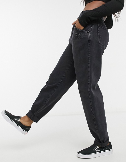 Pull&Bear slouch fit jeans in black