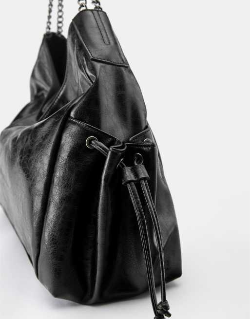 Pull&Bear Slouchy chain shoulder bag in black, 3 of 4