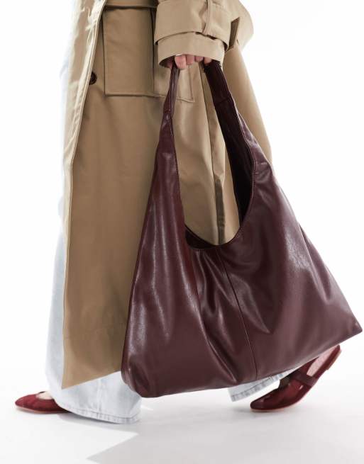 Pull&Bear slouchy city bag in burgundy