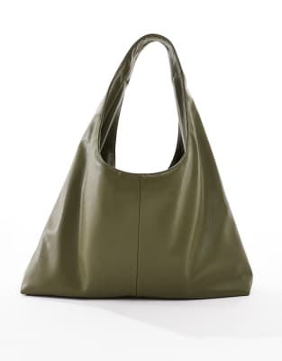 Pull & Bear Slouchy Tote Bag In Green
