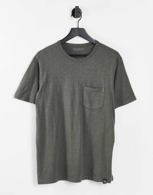 Pull&Bear - Slub T-shirt in grijs  