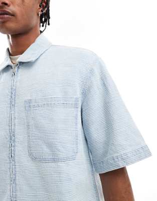Pull & Bear Slub Texture Denim Shirt