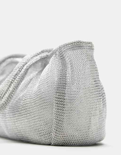 Pull&Bear - Sølvfarvet skuldertaske i metallisk mesh, 3 af 4