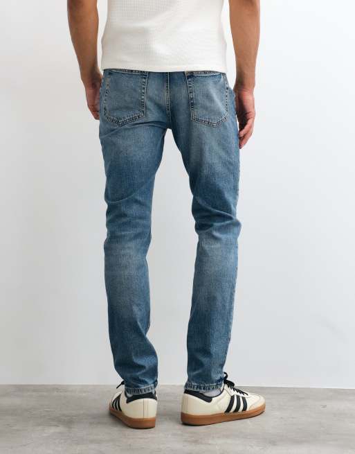Pull&Bear smala jeans i mellanblå tvätt, 4 av 5