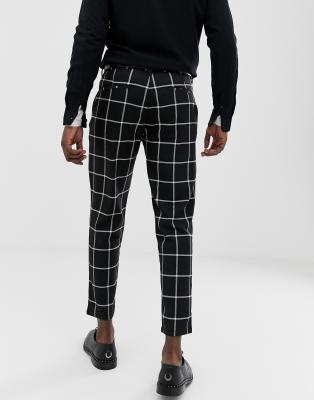 Pull\u0026Bear - Smalle elegante broek in zwarte ruit | ASOS