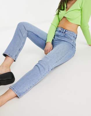 Desol Flare Jeans voor Vrouwen Strechy Bell Bottom Pull On Jeans Hoge Cross Taille Buikcontrole Bootcut Broek met Zakken, Donkerblauw, M