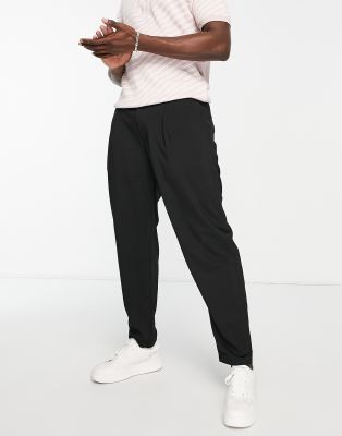 Pull & Bear smart balloon fit pants in black