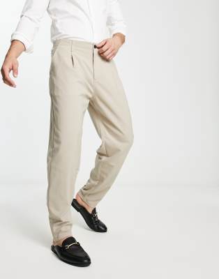 Pull&Bear smart balloon fit pants in ecru