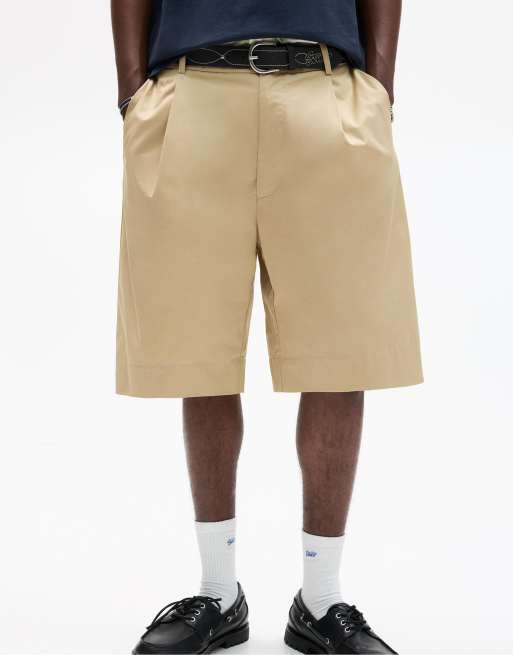 Pull&Bear smart bermuda shorts with darts in beige