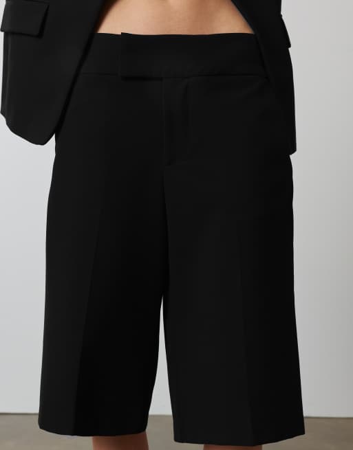 Pull&Bear Smart bermuda shorts with pleats in black, 4 of 7