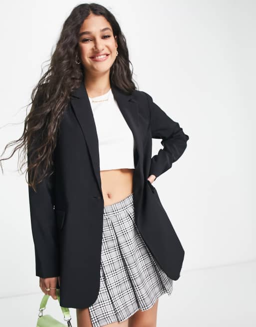 Pull&Bear smart blazer in black 