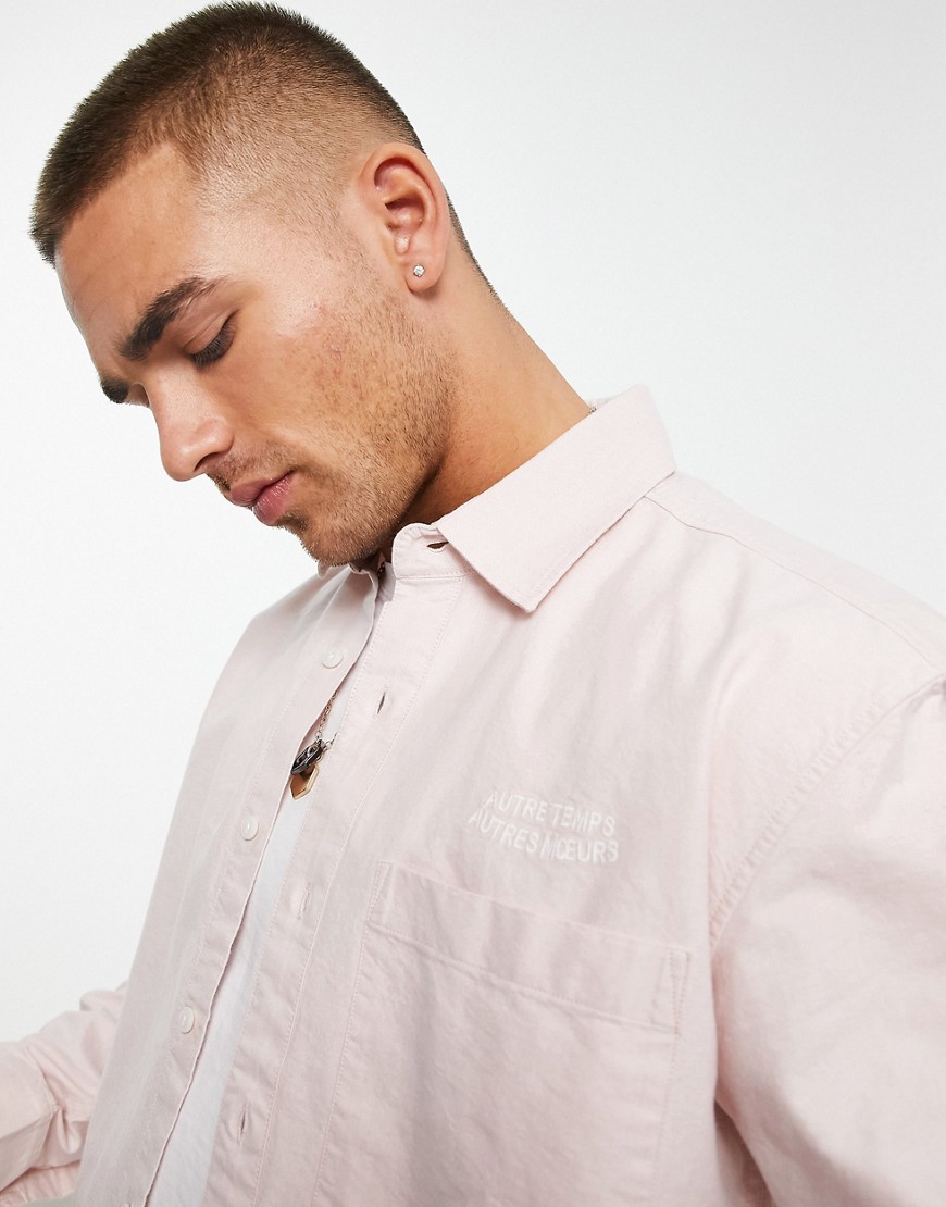 Pull & Bear smart long sleeve oxford shirt in pink