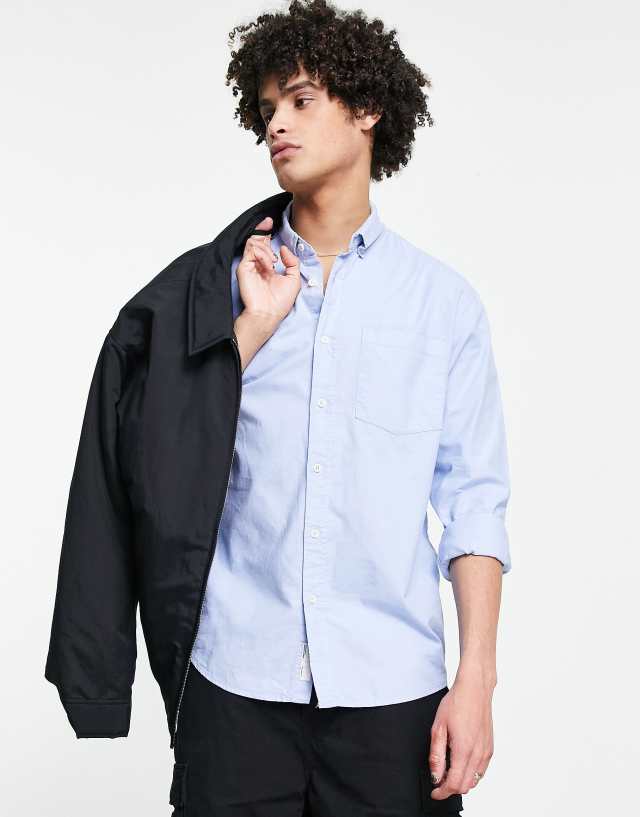 Pull&Bear smart oxford shirt in blue