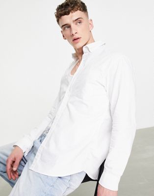Pull&Bear long sleeve shirt in white