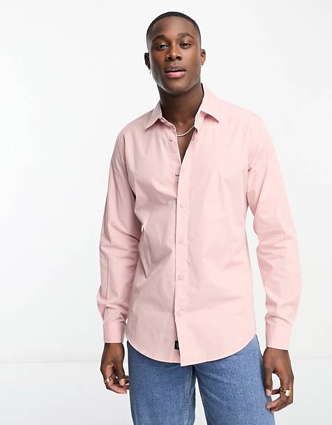 Pull&amp;Bear smart poplin shirt in pink