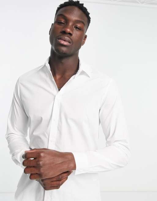 Pull&Bear smart poplin shirt in white | ASOS