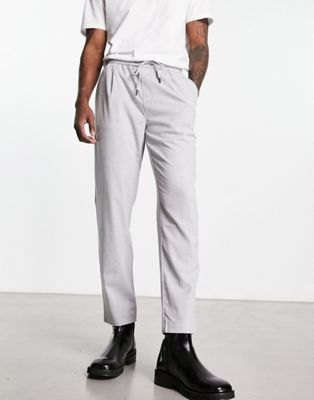 Pull&bear smart slim tailored trousers in light grey