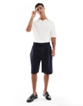 [Pull & Bear] Pull & Bear smart tailored short in navy stripe 44 NAVY