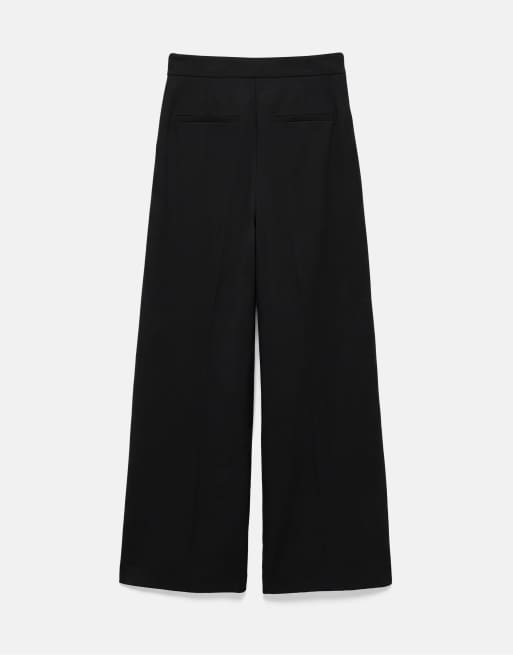 Pull&Bear Smart trousers with darts and buckles in black, 7 of 7