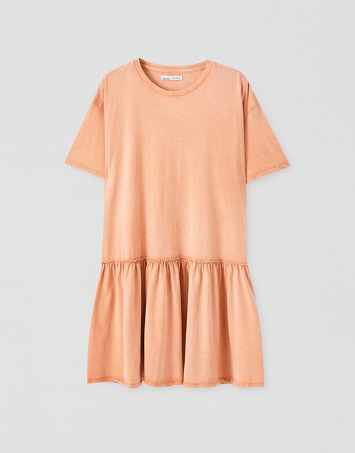 Pull&Bear smock dress in washed coral